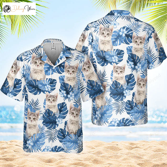 Custom Tropical Leaves and Pet Hawaiian Shirt – Personalized Unisex Dog & Cat Design – Upload Image Dog and Cat Face