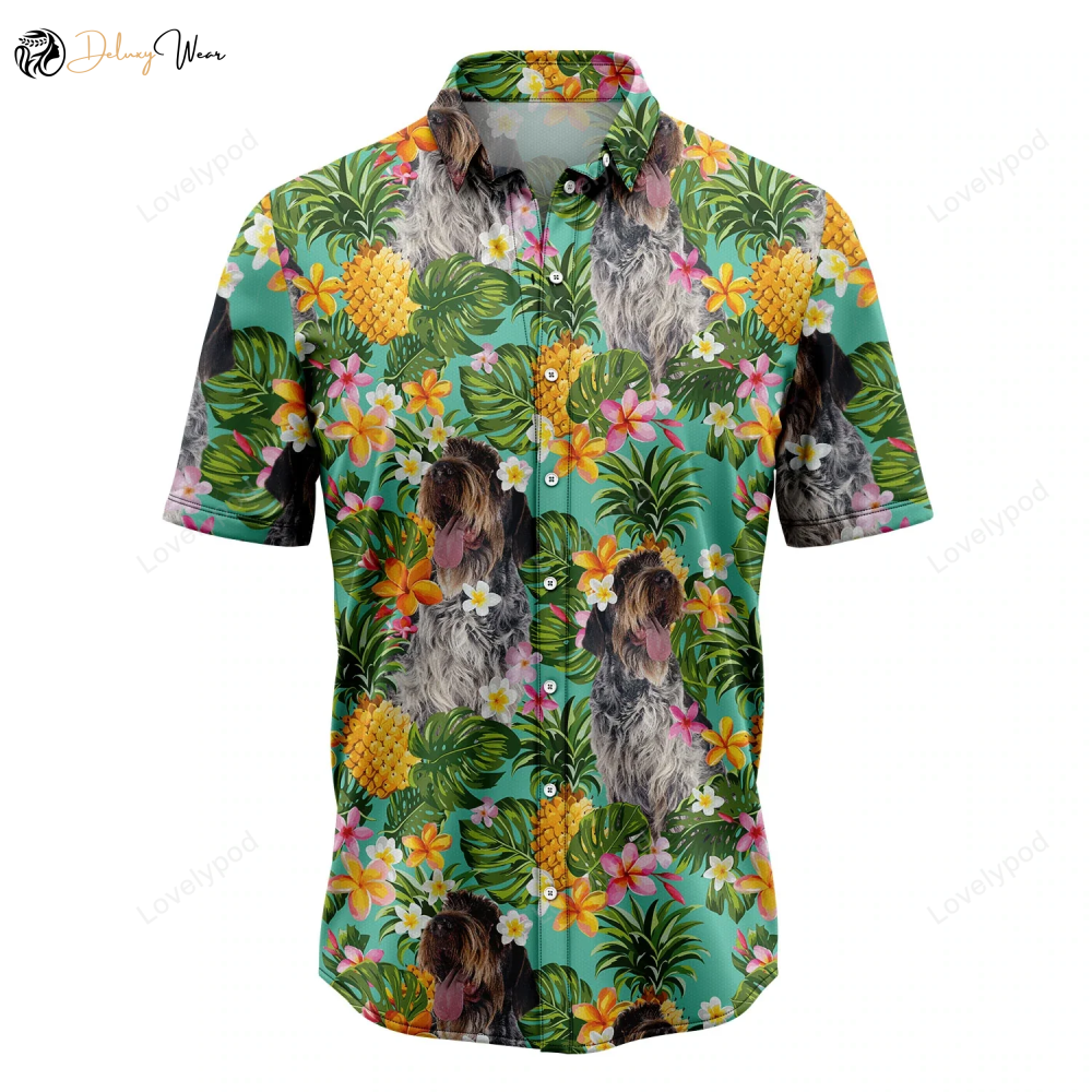 Tropical Pineapple Wirehaired Pointing Griffon Hawaii Shirt – Stylish Summer Hawaiian Shirt Gift for Men Dad Fathers for Men