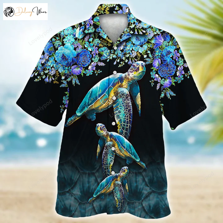 Sea Turtle Hawaiian Shirt Gift for Men Dad Fathers: Stylish Button-Downs for Men & Women Perfect for Summer Aloha Vibes