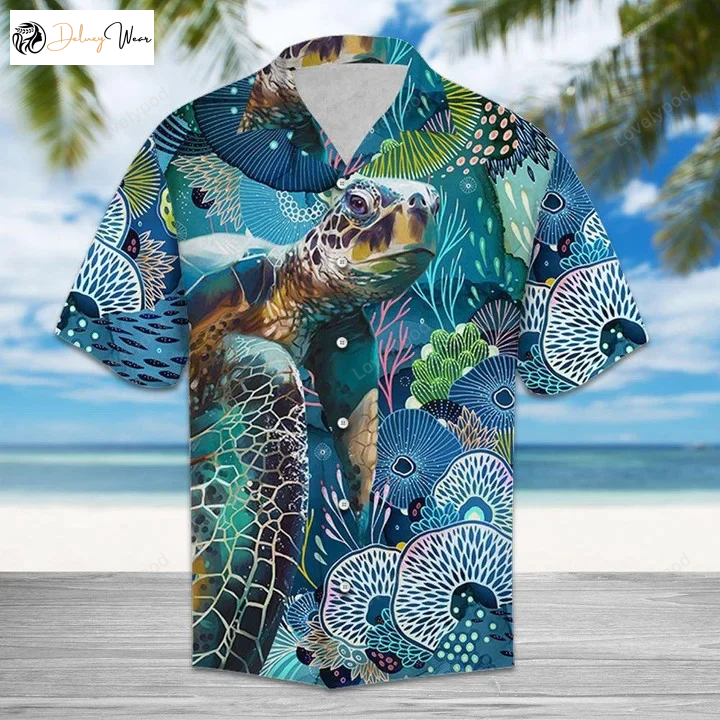 Discover the Beauty of Coral with Turtle Hawaiian Shirt – Perfect Gift for Turtle Lovers!