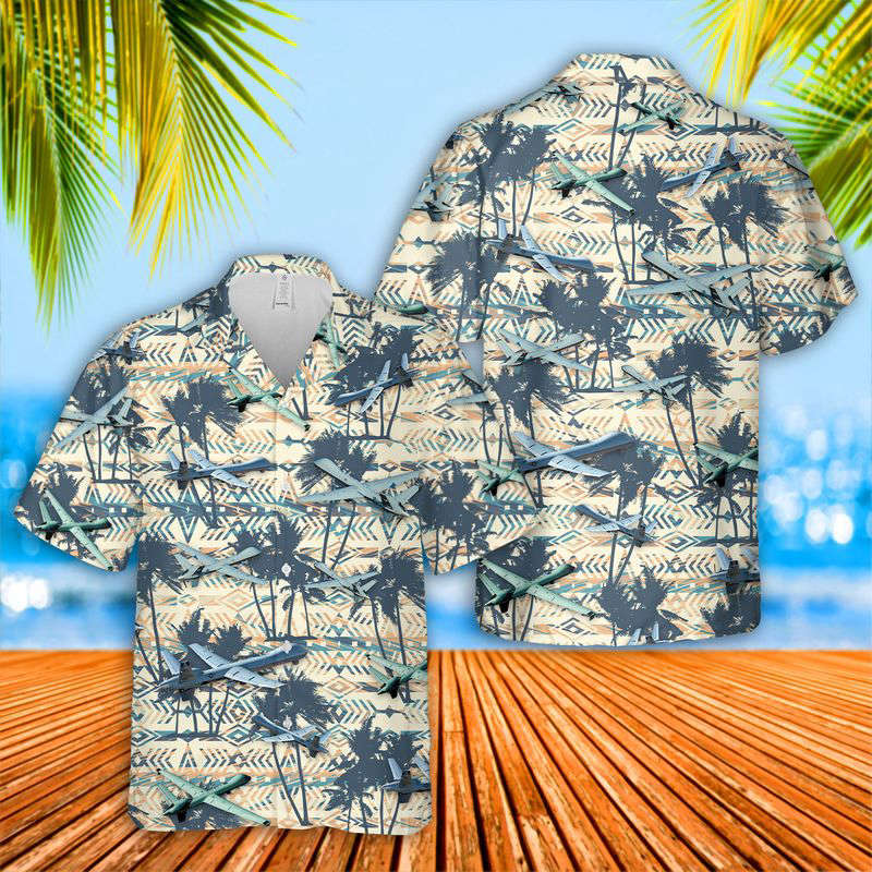 U.S. Air Force MQ-9A Reaper Hawaiian Shirt Gift for Men Dad Father Gift for Men Dad Father