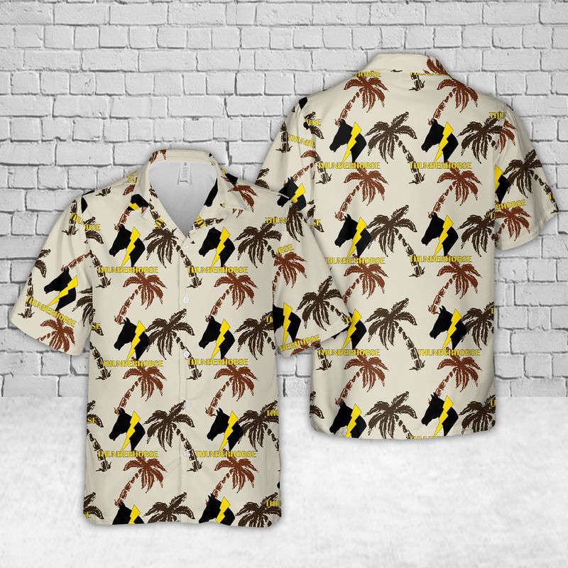 US Army 2-12 CAV “THUNDERHORSE” Battalion Hawaiian Shirt Gift for Men Dad Father Gift for Men Dad Father