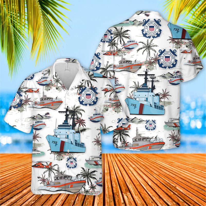 US Coast Guard Hawaiian Shirt Gift for Men Dad Father Gift for Men Dad Father