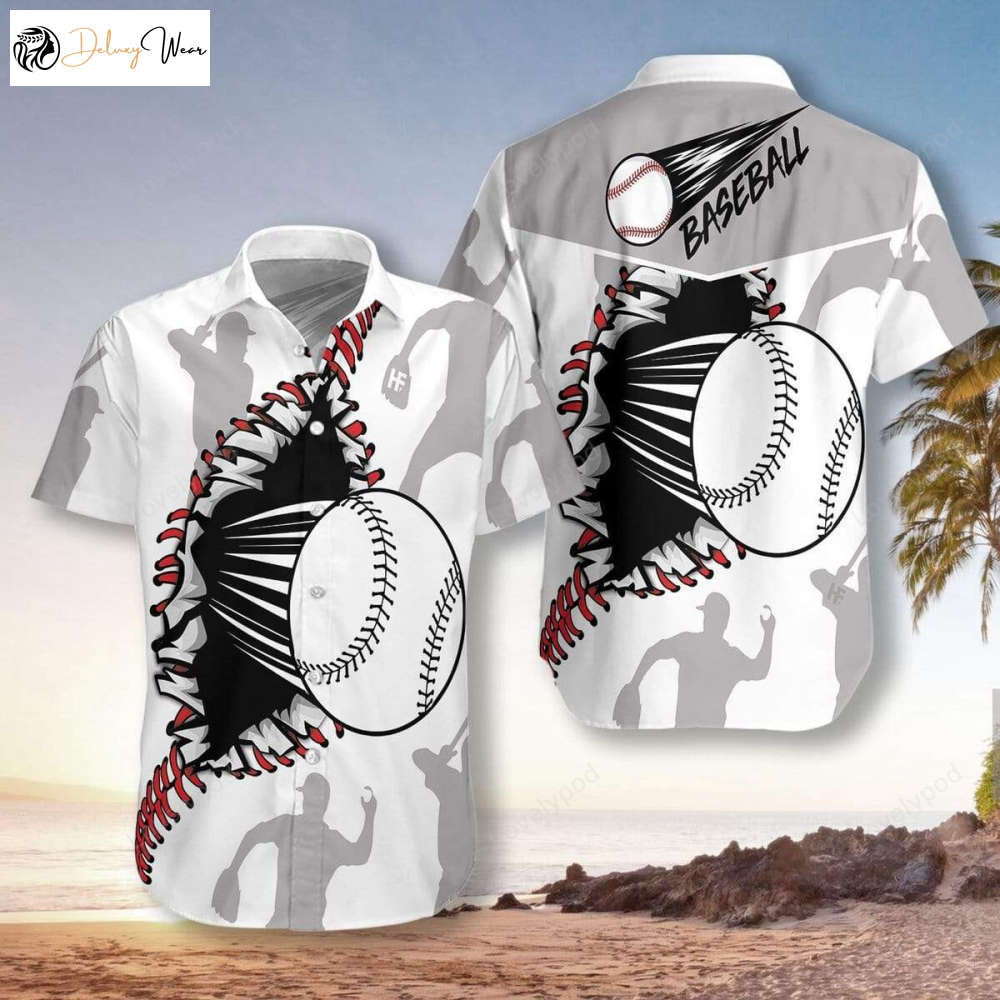 Stylish Baseball Pattern Aloha Shirts: Perfect for Casual Wear & Tropical Vibes!