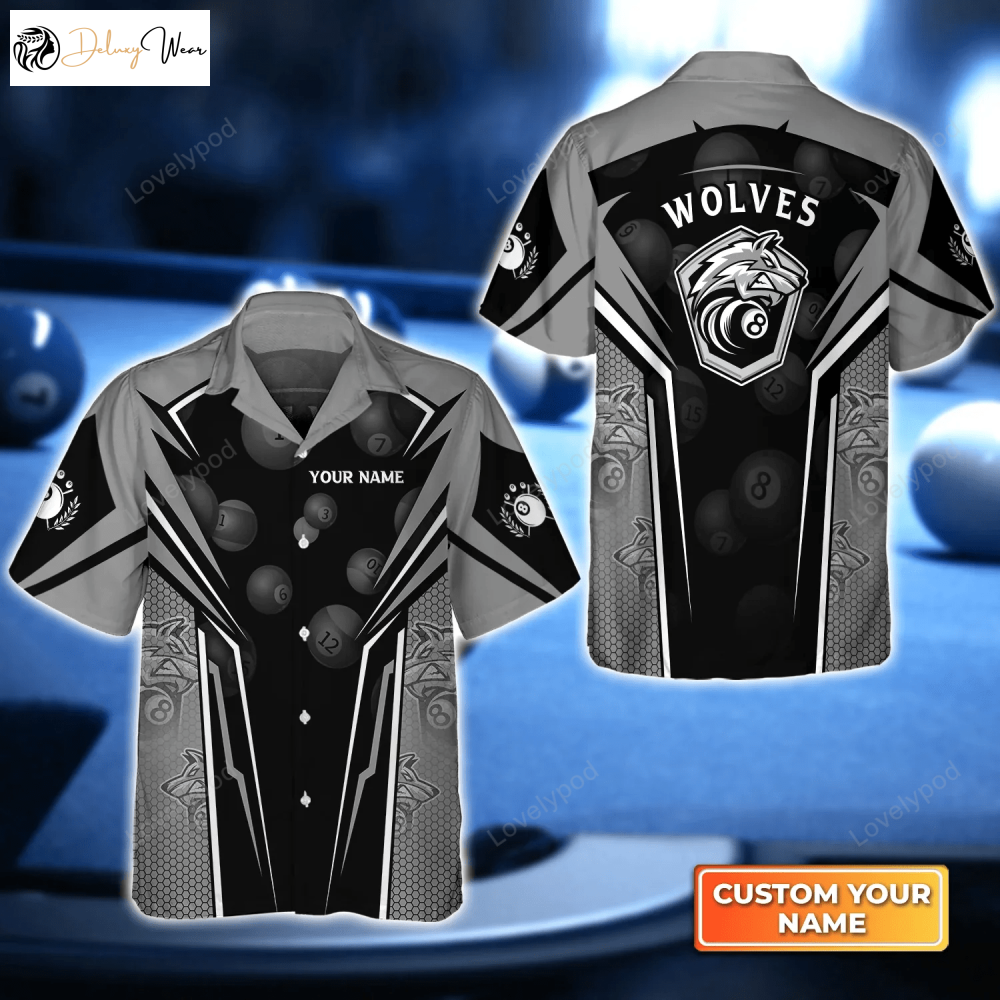 Stylish Wolf Team Pool 3D Hawaiian Shirt: Perfect Billiard Team Uniform & Gift for Players