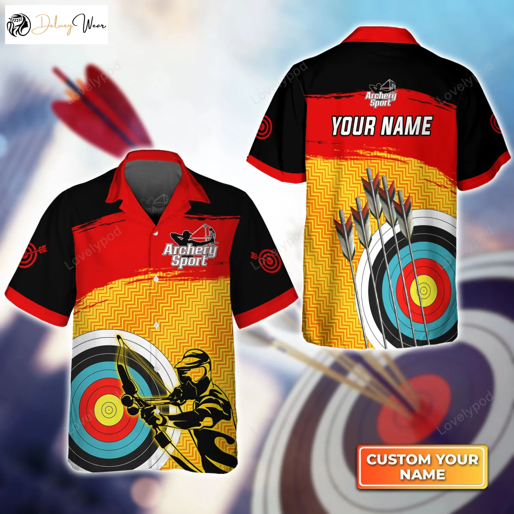 Customized Yellow Archery Target 3D Hawaiian Shirt – Perfect Gift for Archers