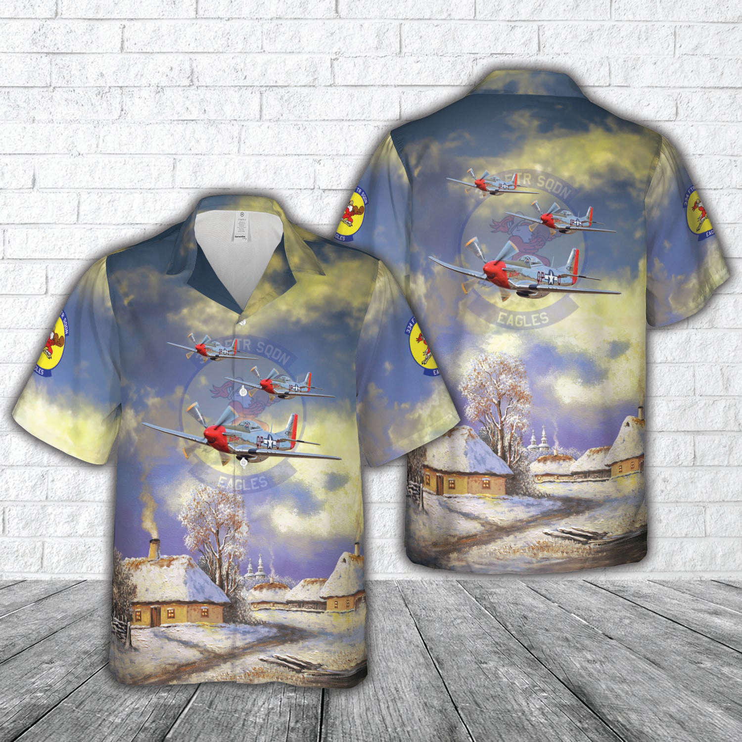 334th Fighter Squadron P-51 Mustang Red Dog Mustang 44-74469 Hawaiian Shirt Gift for Men Dad Father Gift for Men Dad Father