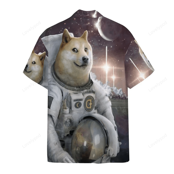 3D Doge To The Moon Custom Hawaiian Shirt Gift for Men Dad Father – Trendy Space-themed Canine Apparel