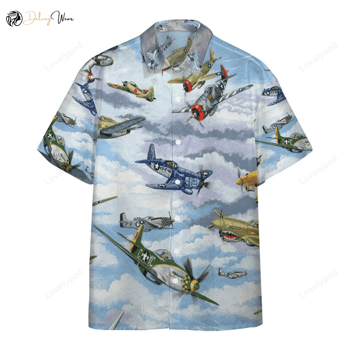 Custom Hawaiian Shirt Gift for Men Dad Father: 3D WW2 Warbirds & Fighters Aloha Beach Shirt for Men