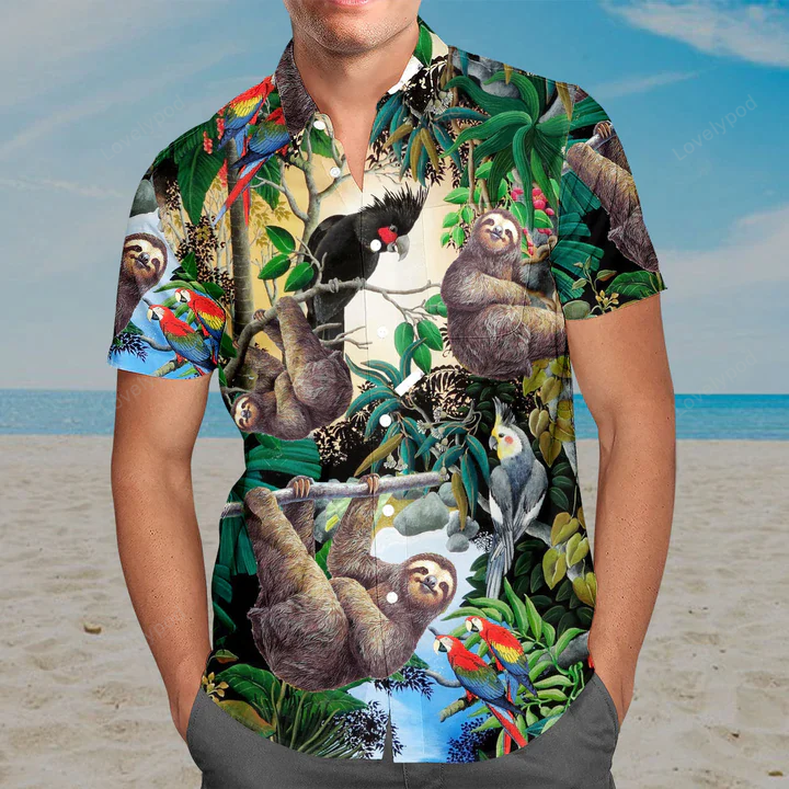 3D Sloth Hawaii Shirt – Summer Hawaiian Shirt Gift for Men Dad Fathers for Men