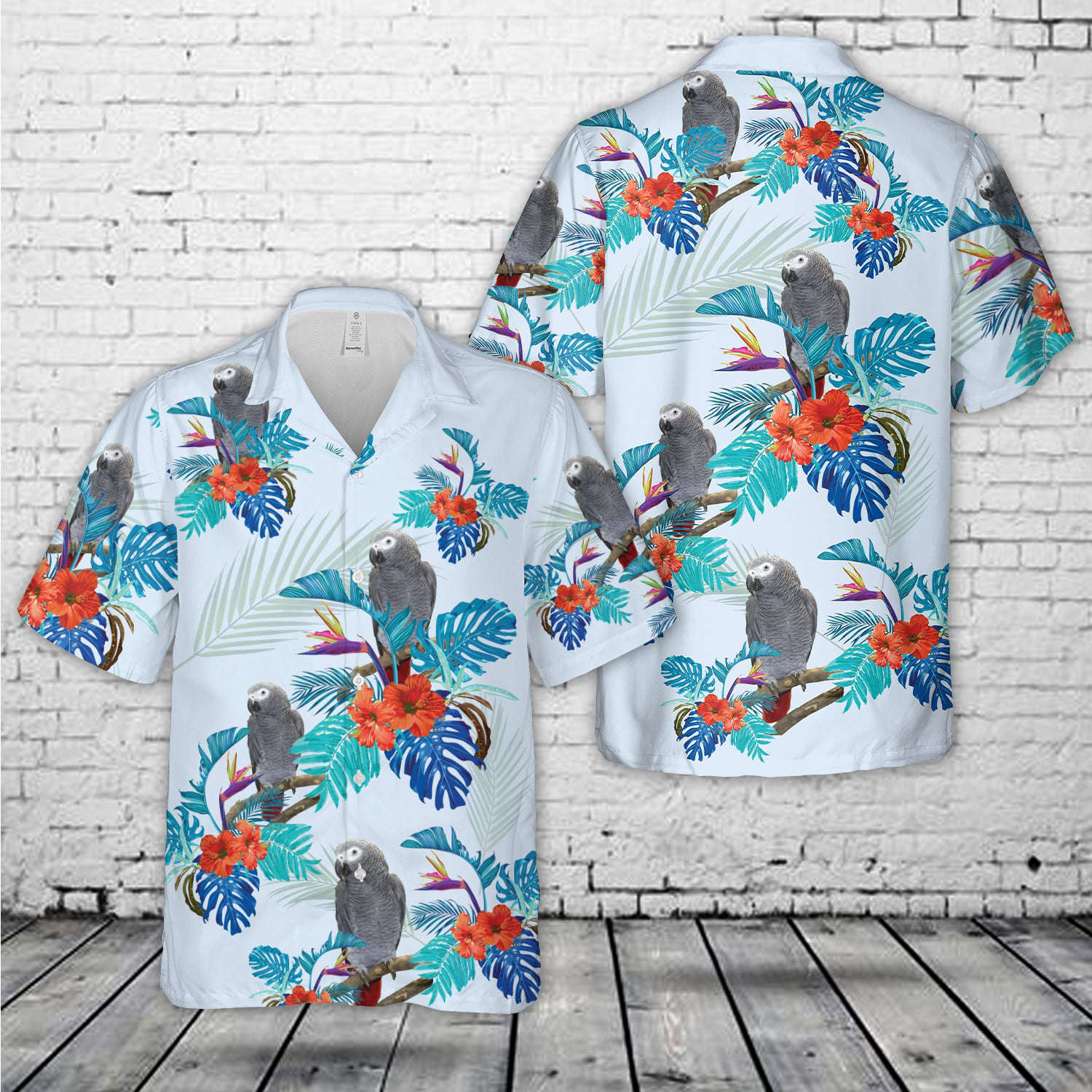 African Gray Parrot Bird Hawaiian Shirt Gift for Men Dad Father Gift for Men Dad Father