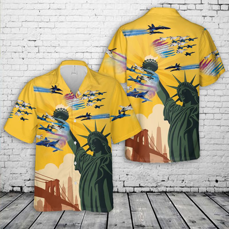 Airshow Blue Angels and Thunderbirds 4th Of July Hawaiian Shirt Gift for Men Dad Father Gift for Men Dad Father