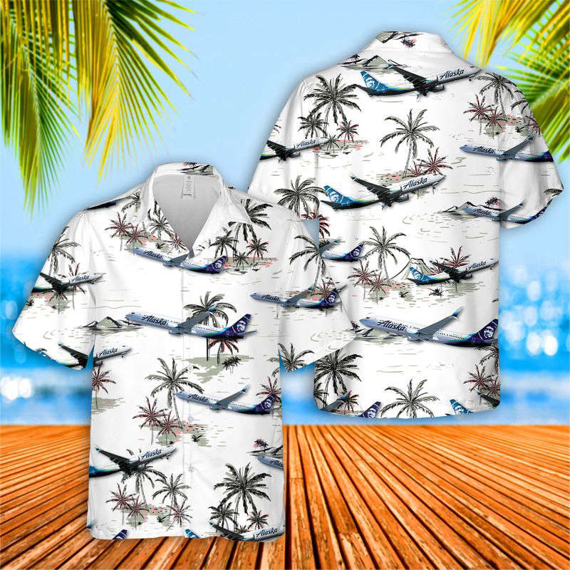 Alaska Airlines Boeing 737-800 Hawaiian Shirt Gift for Men Dad Father Gift for Men Dad Father