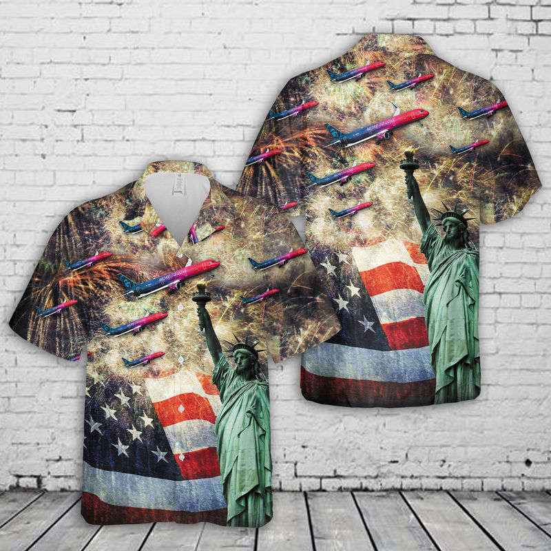 Alaska Airlines More to Love Airbus A321 Neo 4th Of July Hawaiian Shirt Gift for Men Dad Father Gift for Men Dad Father