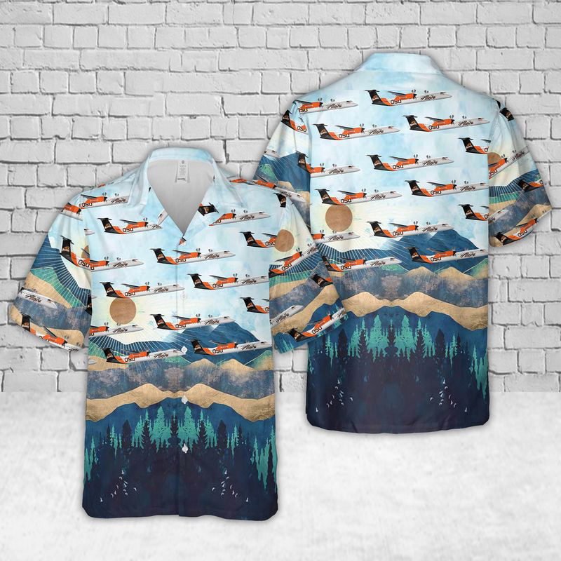 Alaska Airlines Q400 OSU Hawaiian Shirt Gift for Men Dad Father Gift for Men Dad Father