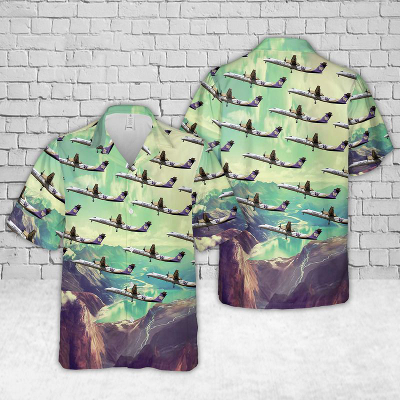 Alaska Airlines Q400 UW Hawaiian Shirt Gift for Men Dad Father Gift for Men Dad Father
