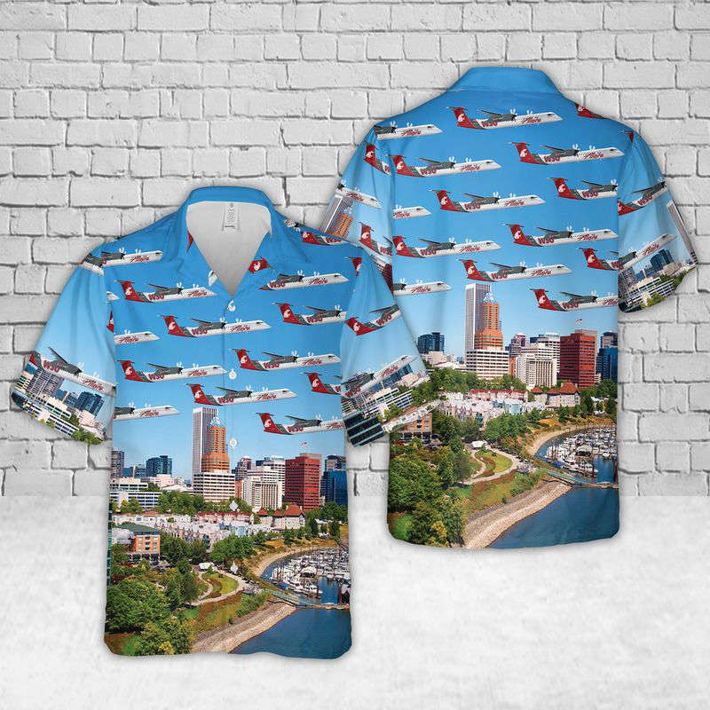 Alaska Airlines Q400 WSU Hawaiian Shirt Gift for Men Dad Father Gift for Men Dad Father
