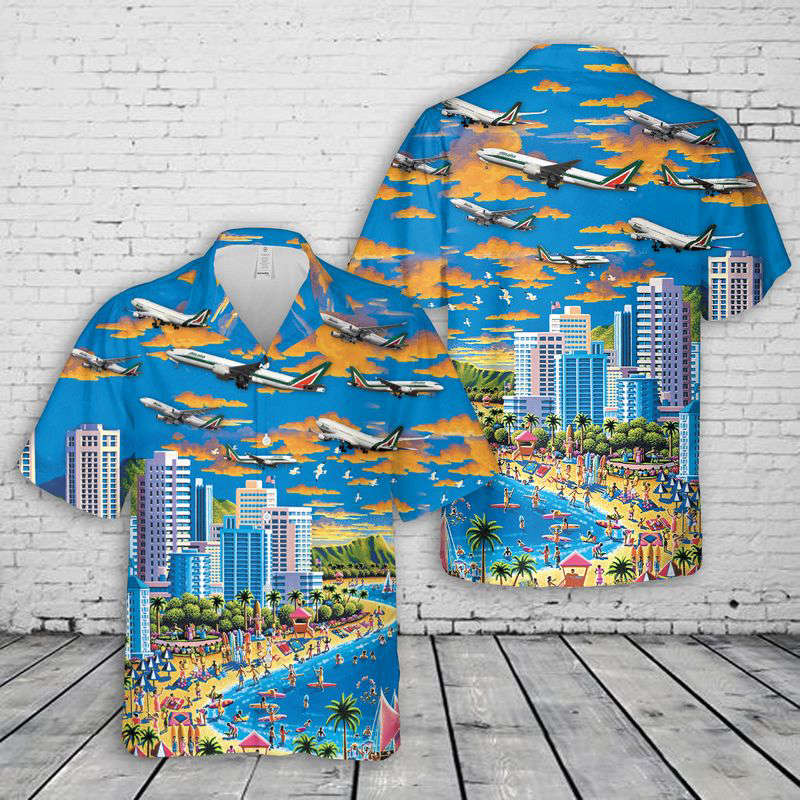 Alitalia DC-10 Hawaiian Shirt Gift for Men Dad Father Gift for Men Dad Father
