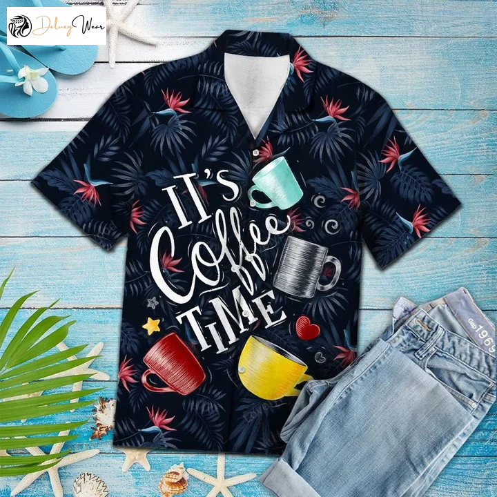 Get Your Coffee Fix with this Amazing Hawaiian Shirt Gift for Men Dad Father – Perfect Gift for Coffeeholics!
