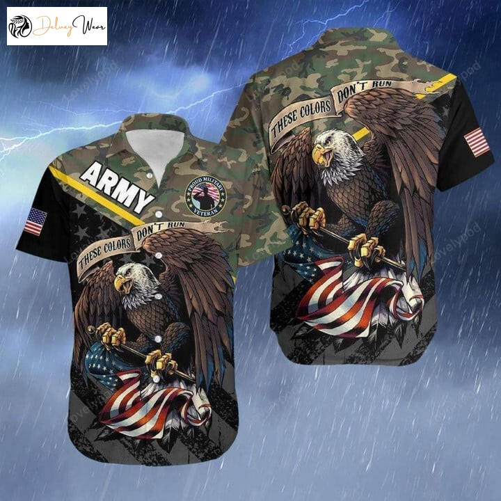 America Army Veteran Eagle Hawaiian Shirt Gift for Men Dad Father: Patriotic & Stylish Apparel for Veterans