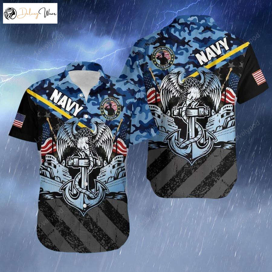 Show Your Pride with the Ultimate America Navy Veteran Hawaiian Shirt Gift for Men Dad Father