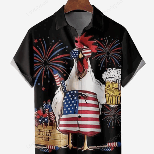 American Flag Turkey Beer Men s Beach Hawaiian Shirt Gift for Men Dad Father – 4th of July Holiday Attire