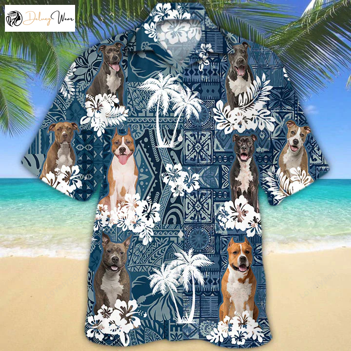 Stylish American Staffordshire Terrier Hawaiian Shirt Gift for Men Dad Father – Perfect for Dog Lovers