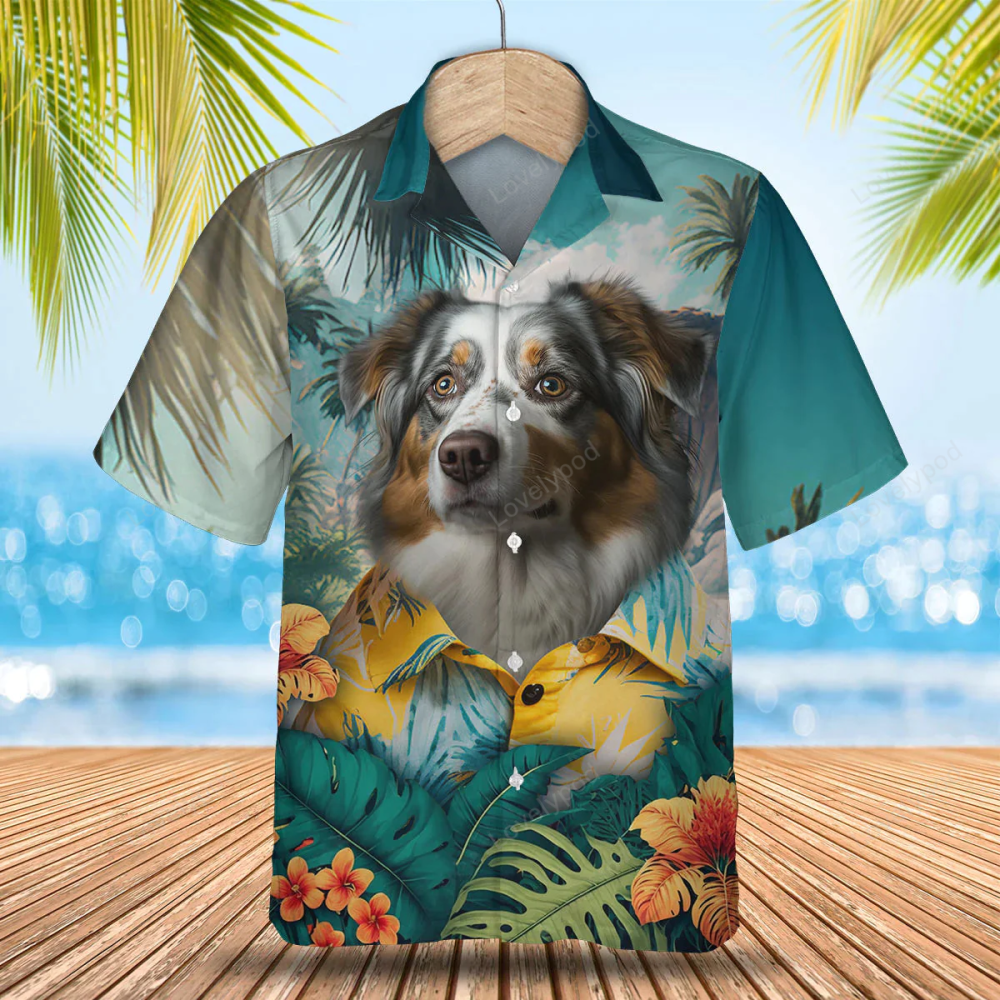 Dog Lover s Summer Gift: Australian Shepherd 3D All Over Printed Hawaiian Shirt Gift for Men Dad Father