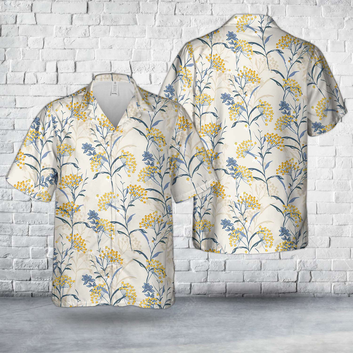 Autumn seamless pattern vector with yellow berries and leaves Hawaiian Shirt Gift for Men Dad Father Gift for Men Dad Father