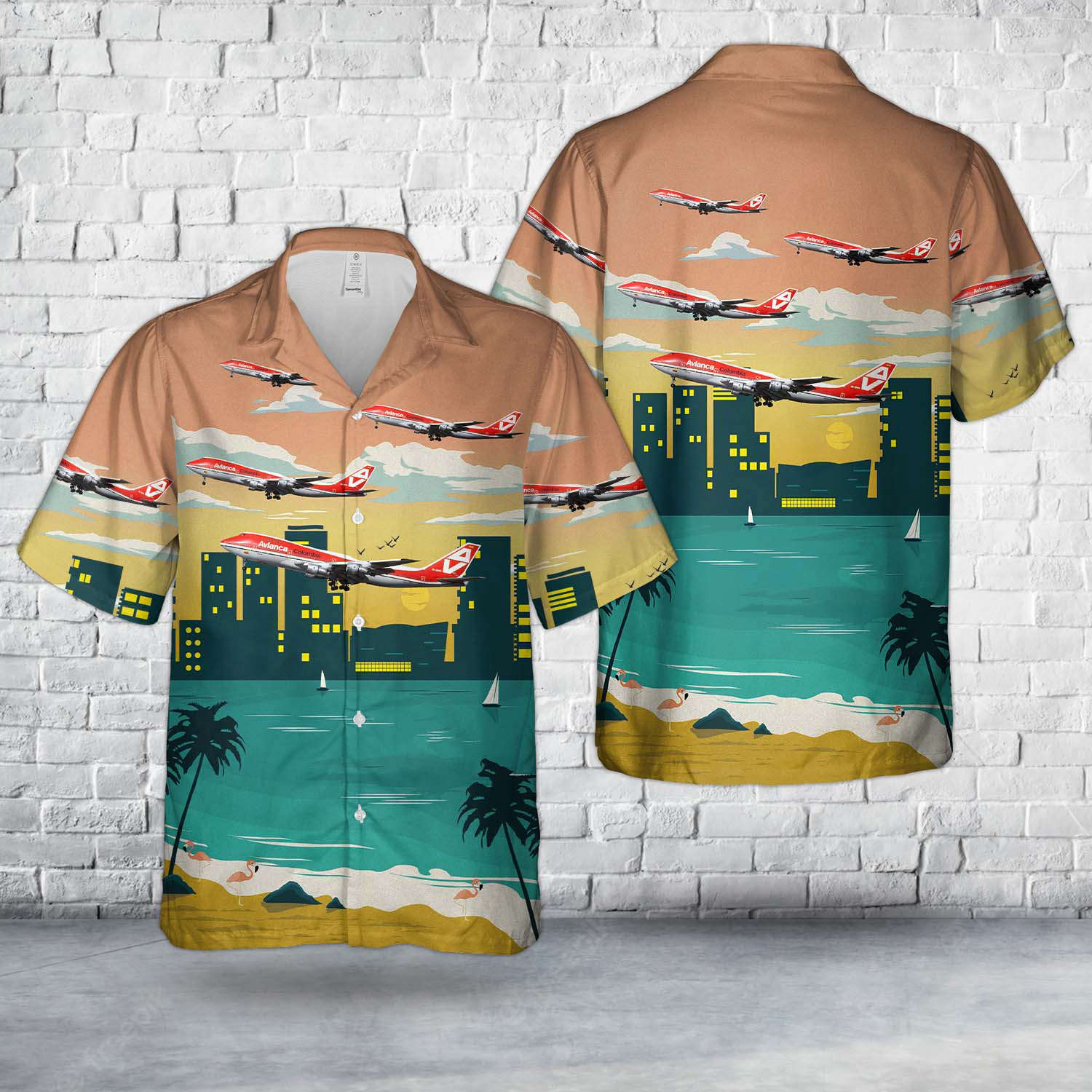 Avianca Colombia Boeing 747-124 Hawaiian Shirt Gift for Men Dad Father Gift for Men Dad Father