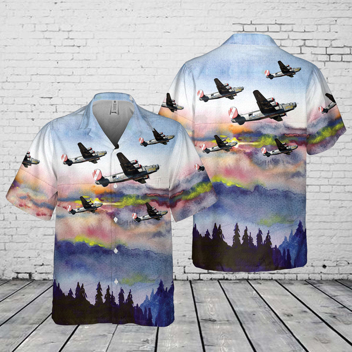 B-24 Liberator “Witchcraft” WWII Pocket Hawaiian Shirt Gift for Men Dad Father Gift for Men Dad Father