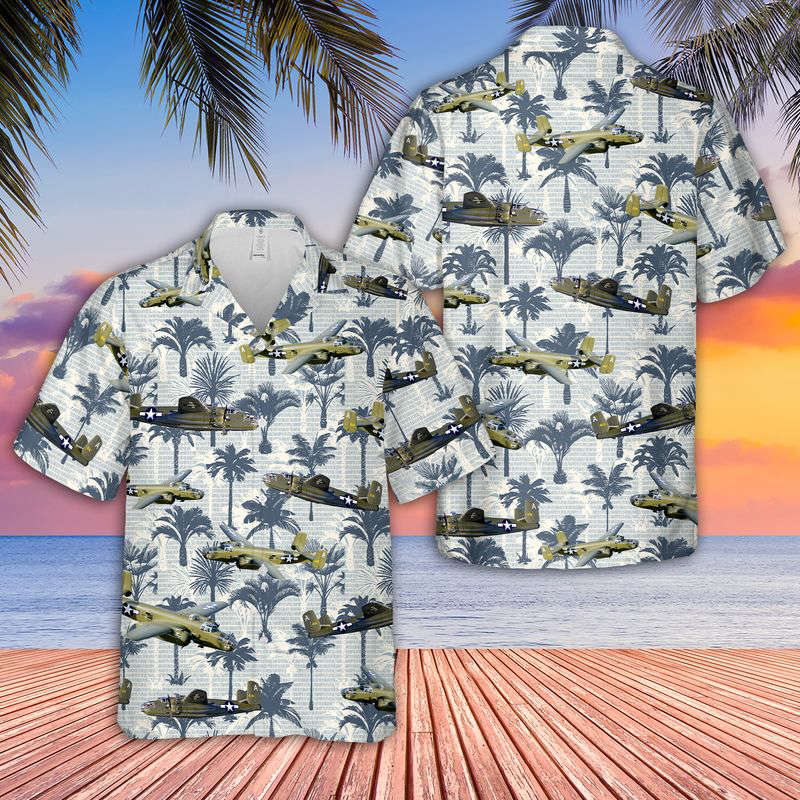 B-25J Mitchell Bomber Hawaiian Shirt Gift for Men Dad Father Gift for Men Dad Father