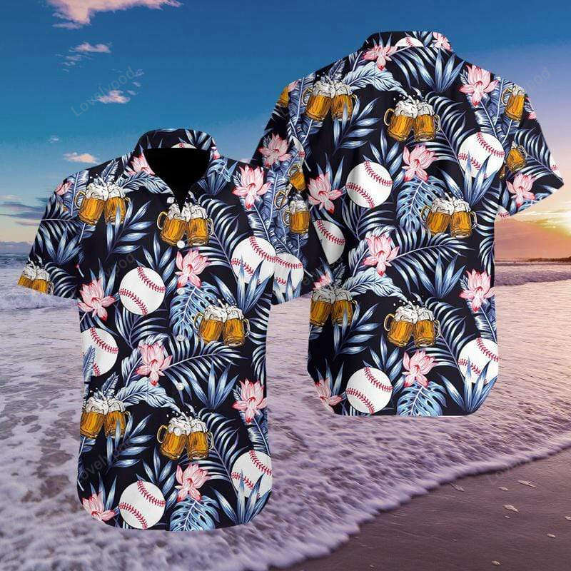 Men s Baseball Simple Hibiscus Hawaiian Aloha Shirt – Fantastic Fashion Choice