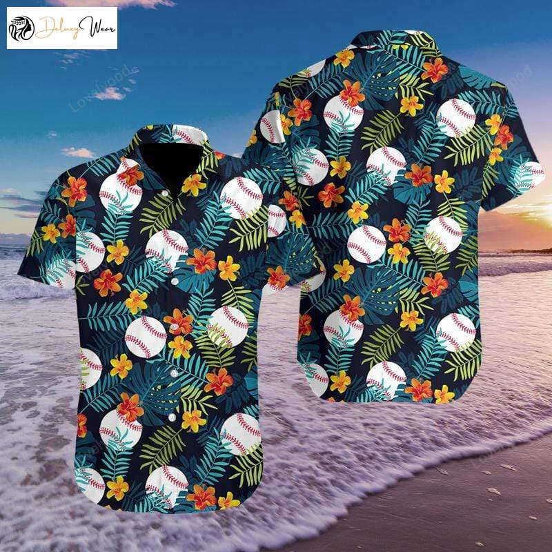 Men s Baseball Simple Hibiscus Hawaiian Aloha Shirt – Fantastic Fashion Choice