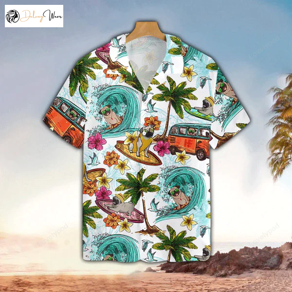 Beach Pugs Hawaiian Hawaii Shirt – Stylish Aloha Shirt for Men