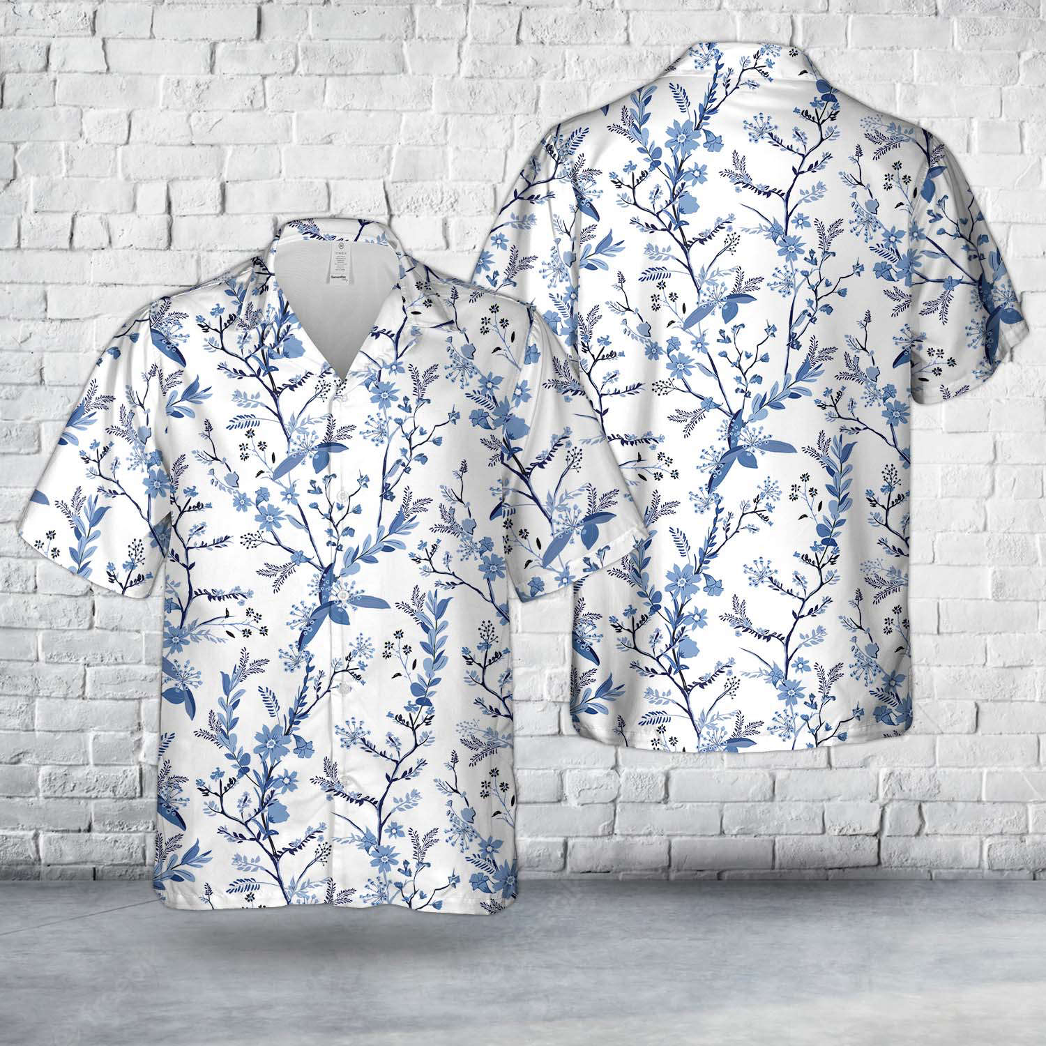 Beautiful florals on blue shade seamless Hawaiian Shirt Gift for Men Dad Father Gift for Men Dad Father
