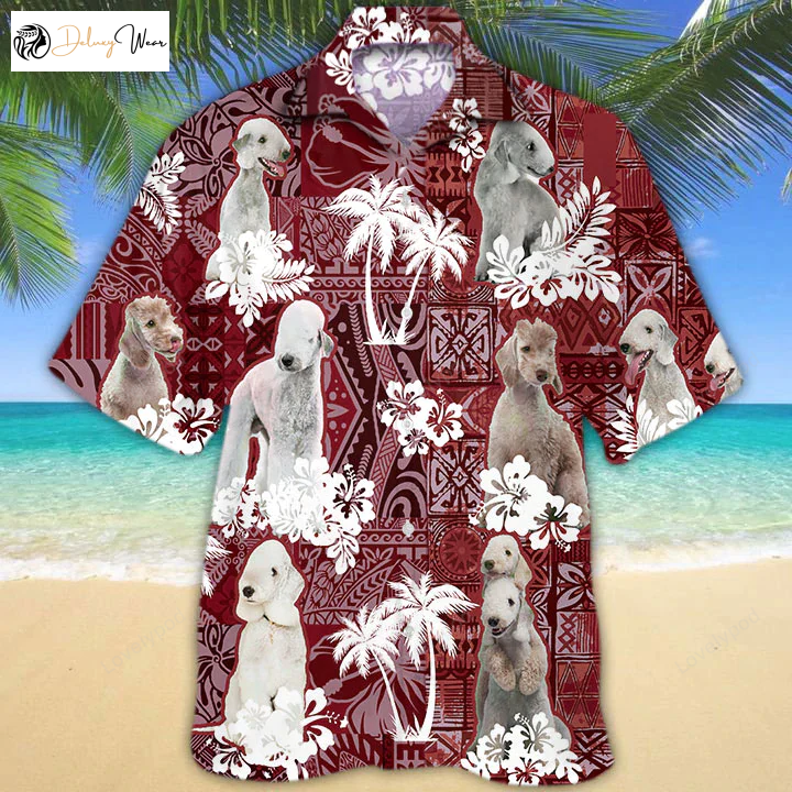 Red Hawaiian Shirt Gift for Men Dad Father for Men & Women – Bedlington Terrier Aloha Shirt for Summer