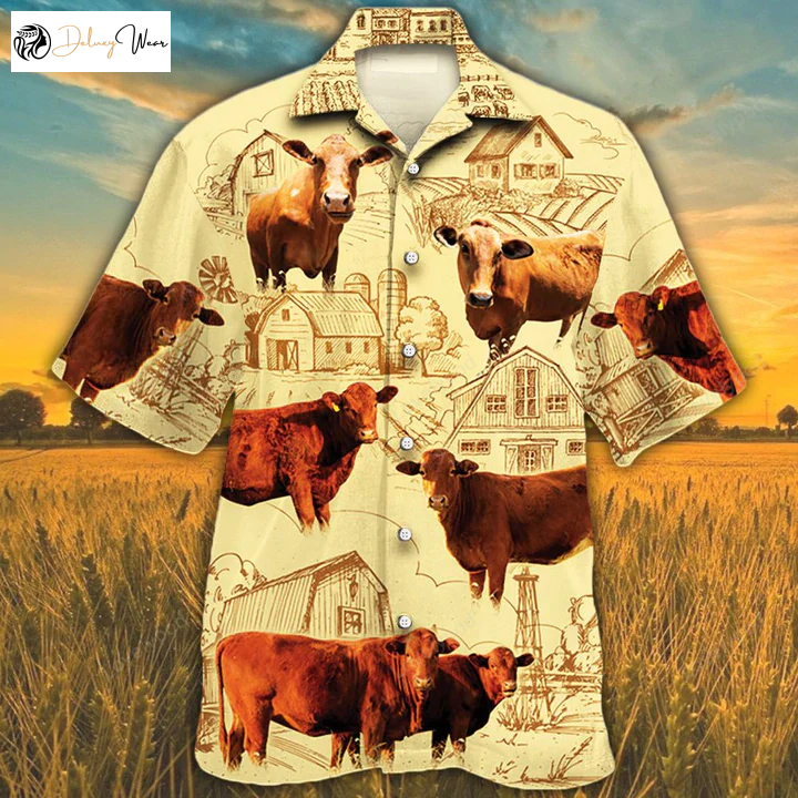 Beefmaster Cattle Lovers Farm Hawaiian Shirt Gift for Men Dad Father – Cow Short Sleeve Aloha Shirt for Men & Women