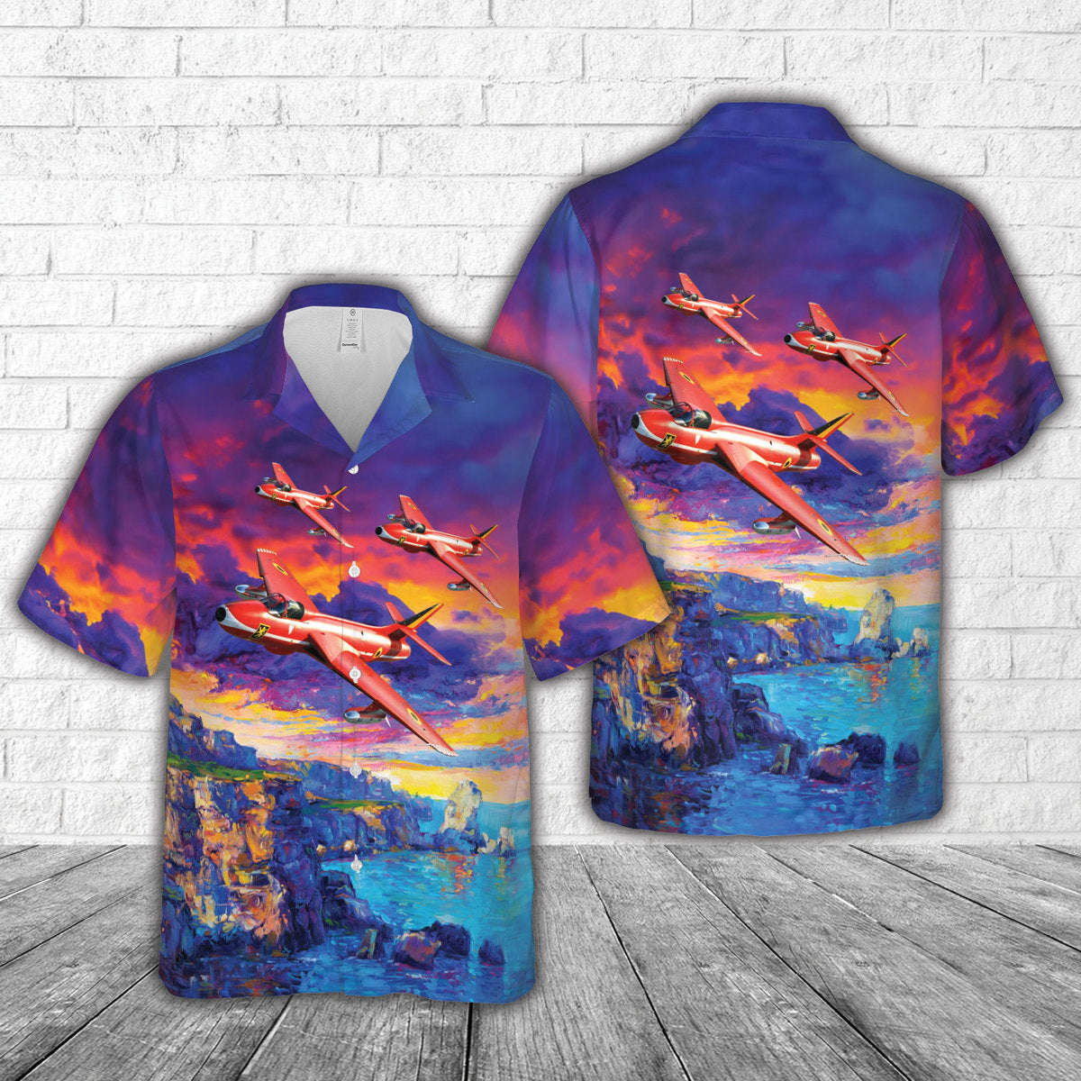 Belgian Air Force Red Devils HAWKER HUNTER F6 Jet Fighter Hawaiian Shirt Gift for Men Dad Father Gift for Men Dad Father