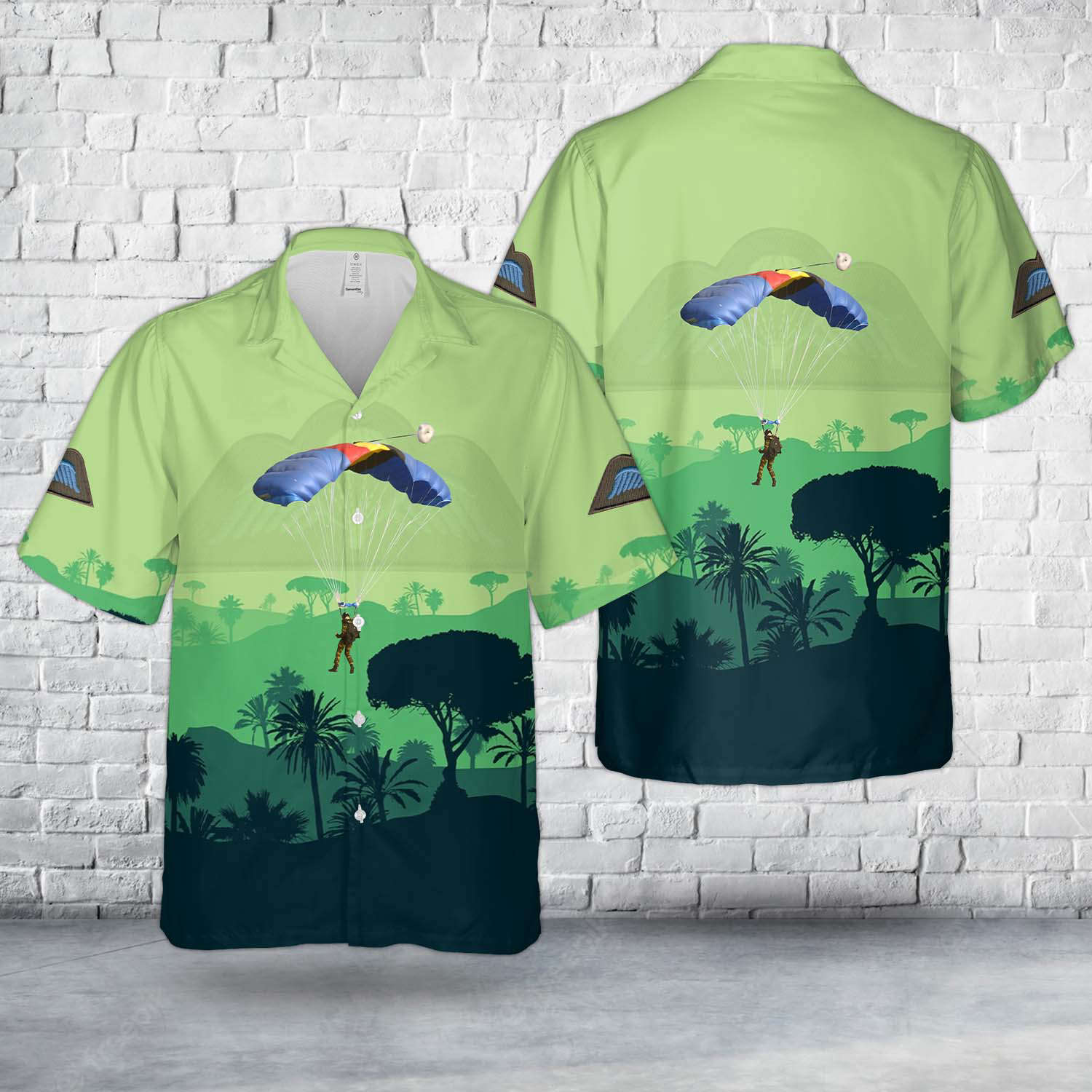 Belgian Army paratroopers with 1st Battalion of Para Commando jumping on Chièvres Air Base Hawaiian Shirt Gift for Men Dad Father Gift for Men Dad Father