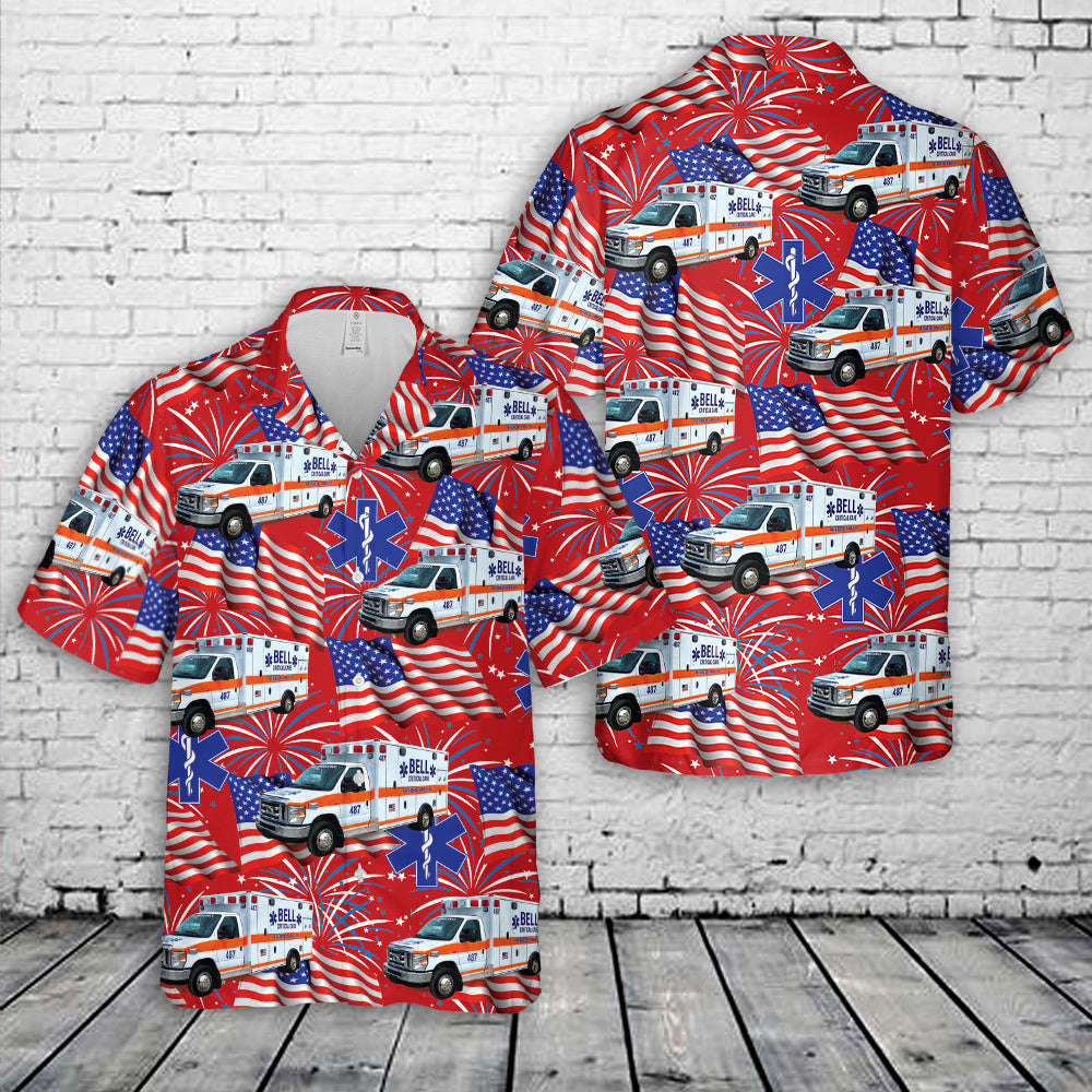 Bell Ambulance, Milwaukee, Wisconsin, 4th Of July Hawaiian Shirt Gift for Men Dad Father Gift for Men Dad Father