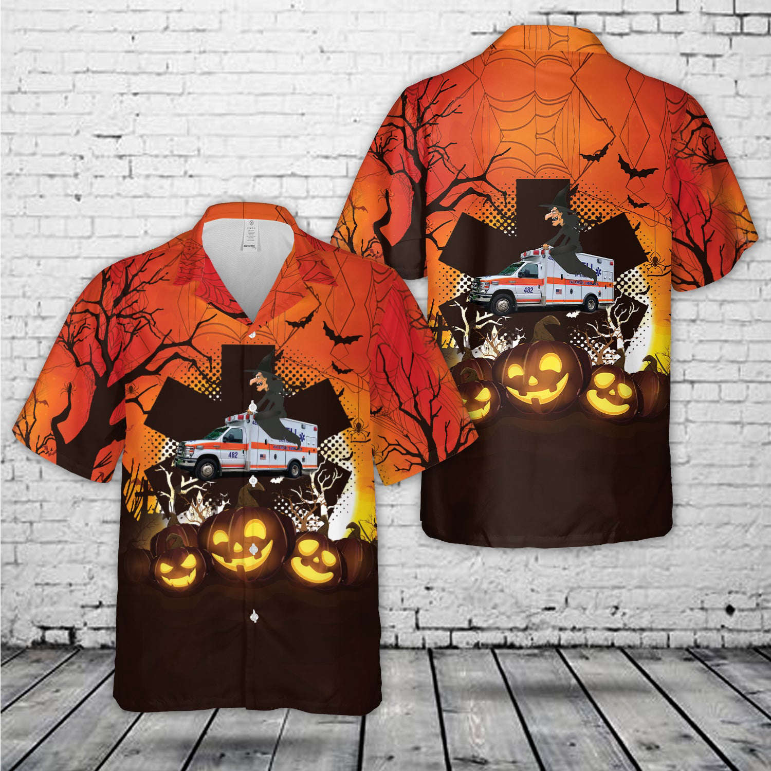 BELL AMBULANCE, MILWAUKEE, WISCONSIN Halloween Hawaiian  Shirt
