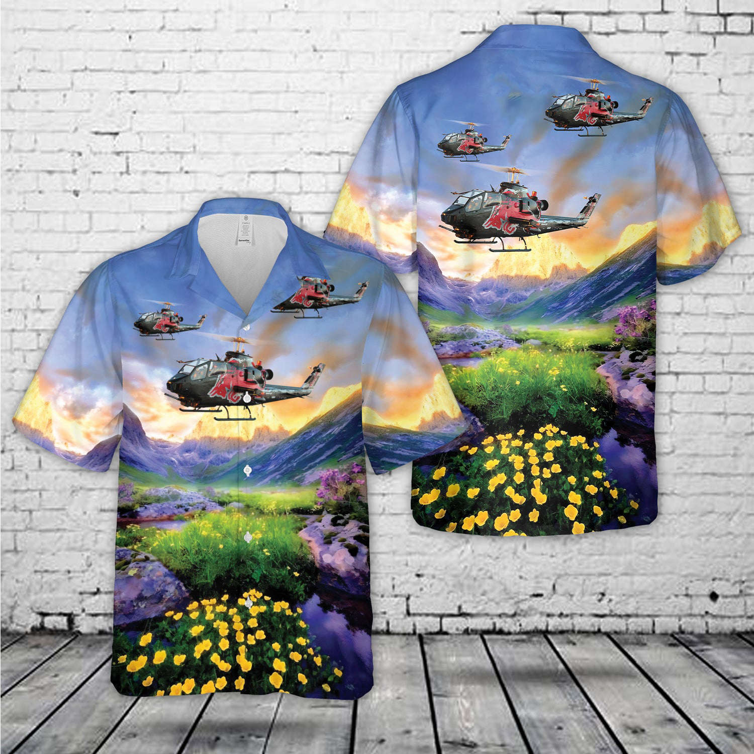 Bell Cobra 209/AH-1F The Flying Bulls Hawaiian Shirt Gift for Men Dad Father Gift for Men Dad Father