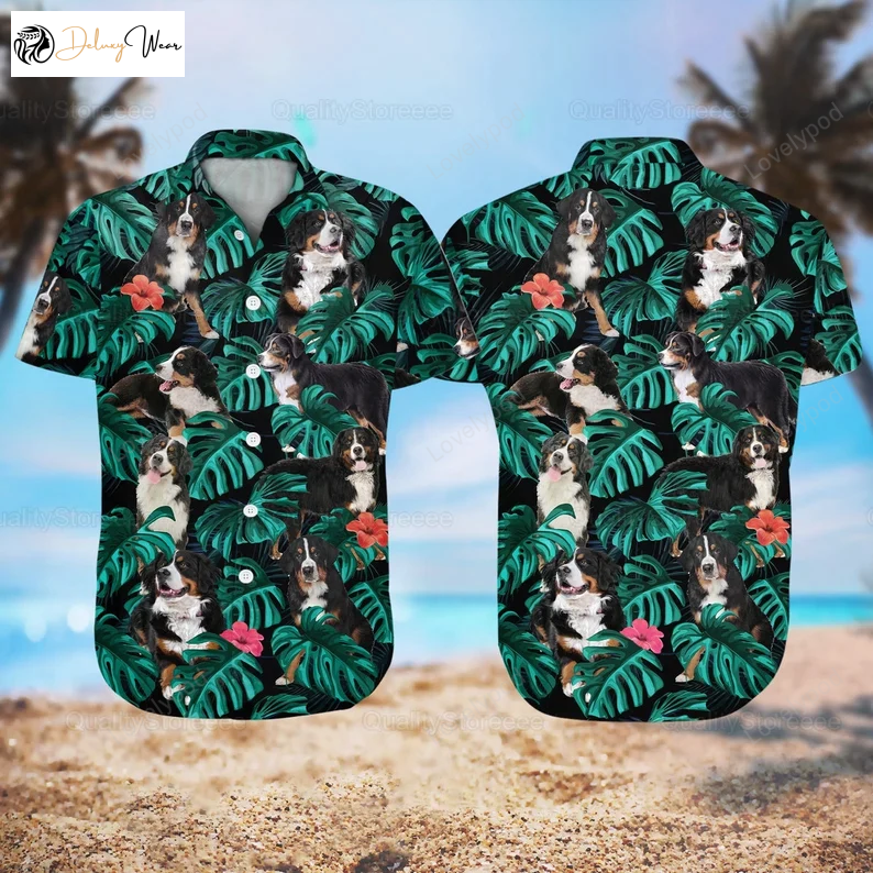 Bernese Mountain Hawaiian Shirt Gift for Men Dad Father – Perfect Beach Vacation & Summer Attire