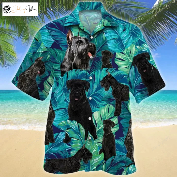 Giant Schnauzer Dog Lovers: Summer Beach Palm Tree Hawaiian Shirt Gift for Men Dad Father – Best Gift!