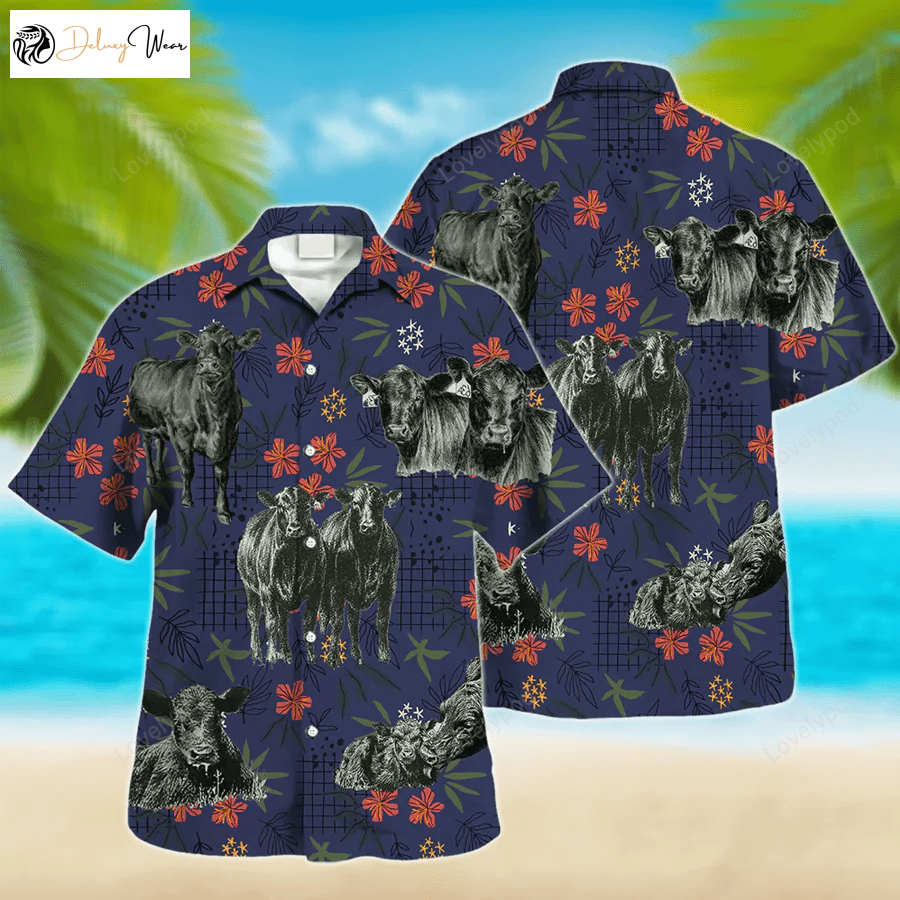 Black Angus Cow Hawaiian Shirt Gift for Men Dad Father – Animal Hawaiian Shirt Gift for Men Dad Fathers for Men & Women
