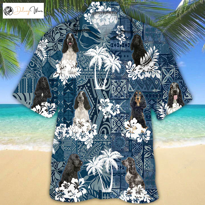 Stylish Black English Cocker Spaniel Hawaiian Shirt Gift for Men Dad Father – Perfect for Dog Lovers!