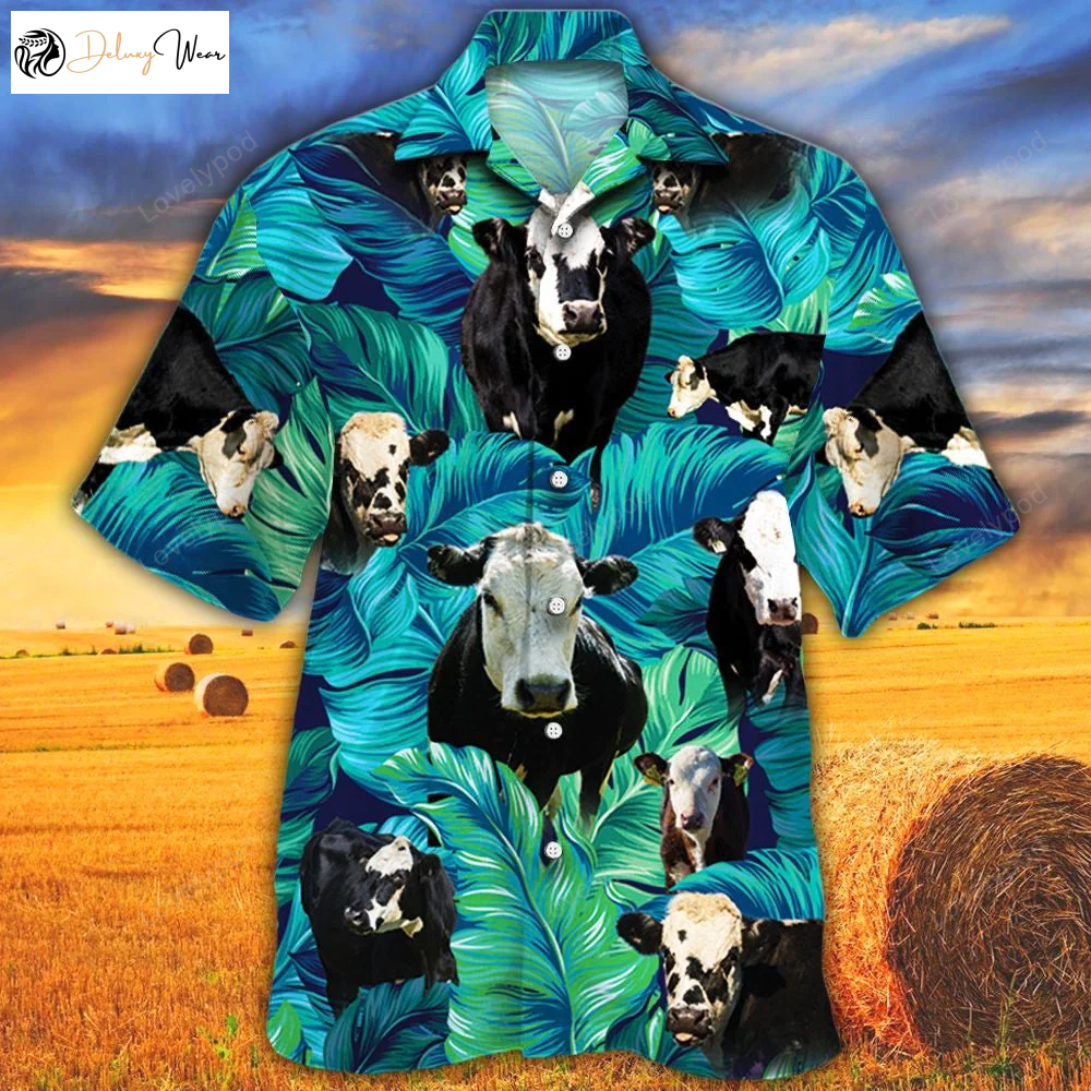 Stylish Black Hereford Cattle Lovers Hawaiian Shirt Gift for Men Dad Father – Trendy Comfortable & Unique