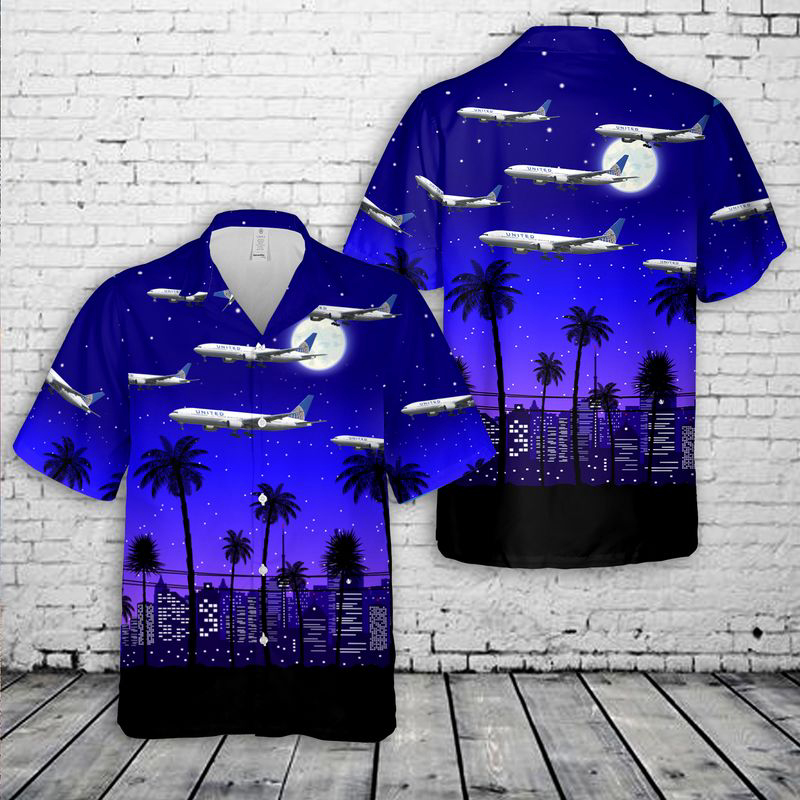Boeing 777-200 Of United Airlines Hawaiian Shirt Gift for Men Dad Father Gift for Men Dad Father