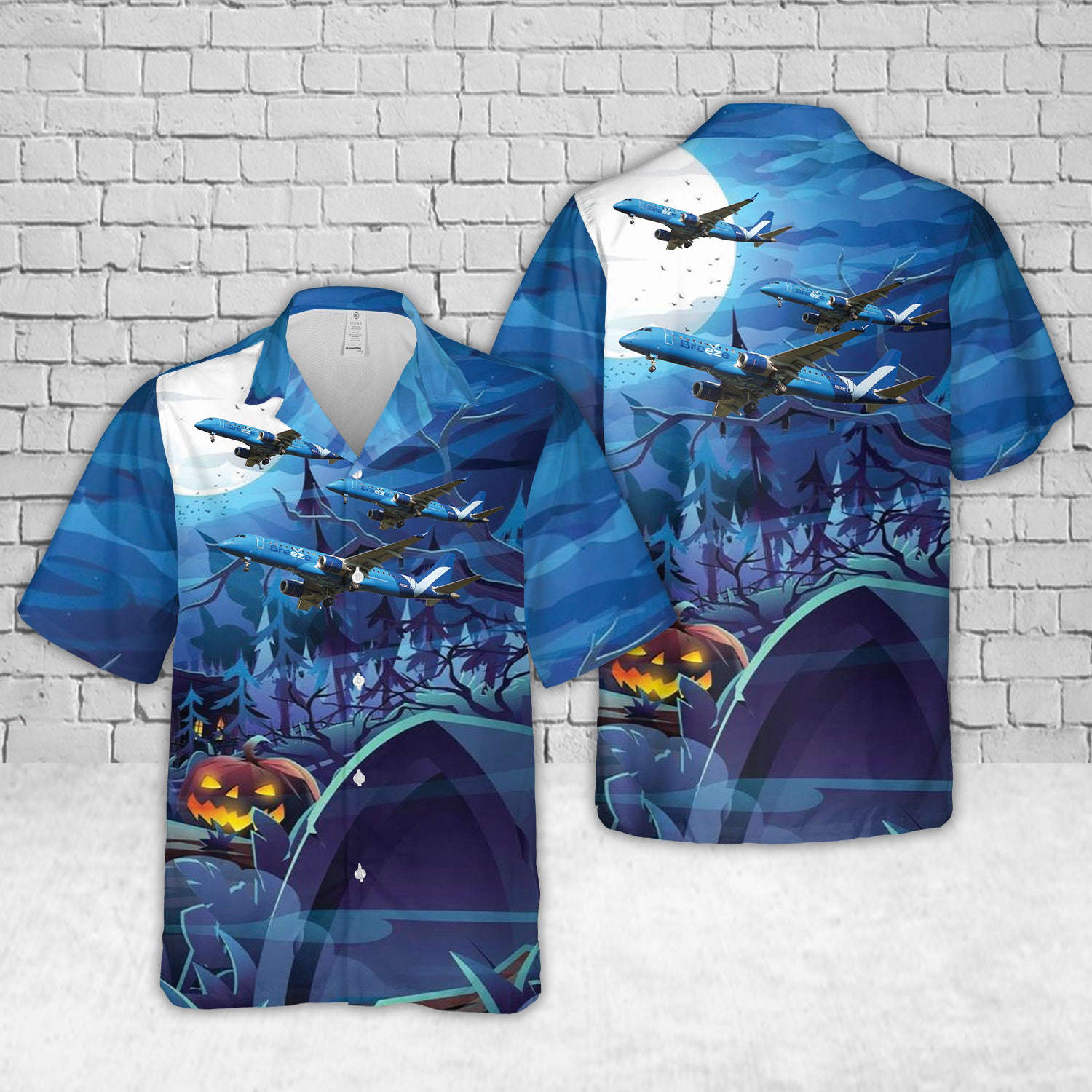 Breeze Airways E190 Halloween Hawaiian Shirt Gift for Men Dad Father Gift for Men Dad Father